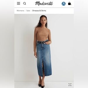 Madewell Denim Mid-Rise Maxi Skirt in Pratt Wash Size 32 NWT